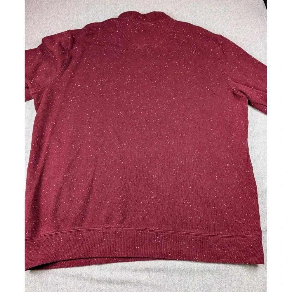 Lands' End Men's 1/4 Zip Mock Neck Sweater XXL Tall Red Speckled Cotton Pullover